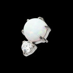 Threadless Prong Set Double Round Gem and Synthetic Opal Top