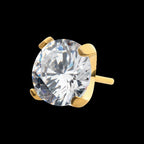 24KT Gold PVD Titanium Threadless Low Profile 4-Prong Round Gem Top