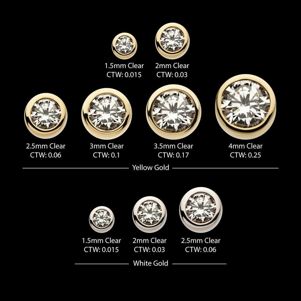 14Kt Gold Threadless Top with Bezel Set Round Lab-Grown