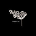 Titanium Threadless Hidden Helix Curved Bar Top with 5-Chain Bezel Gem Dangle