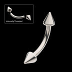 Internally Threaded Spike End Curved Barbell Earring / Nosering – Titanium