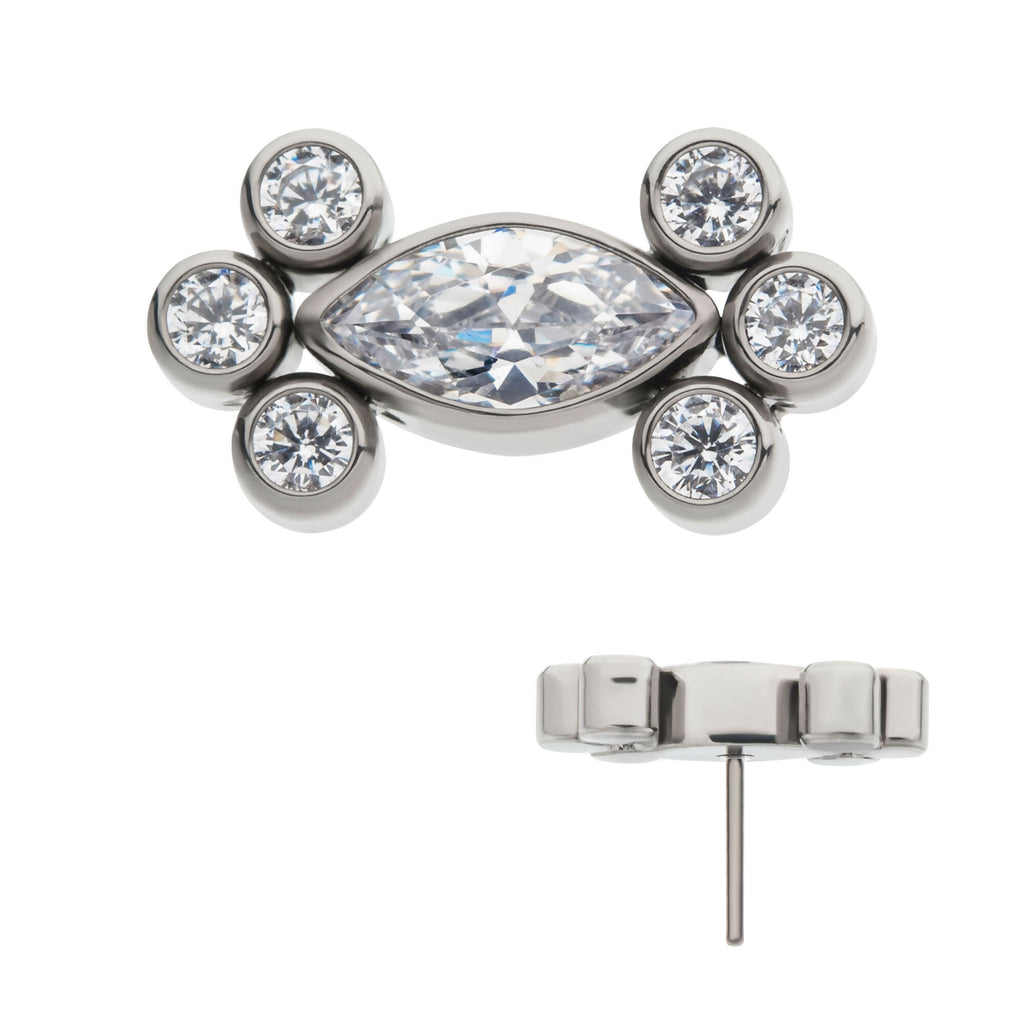 Titanium Threadless Prong Set CZ/Opal 9-Cluster Top Jewelry | Live By ...
