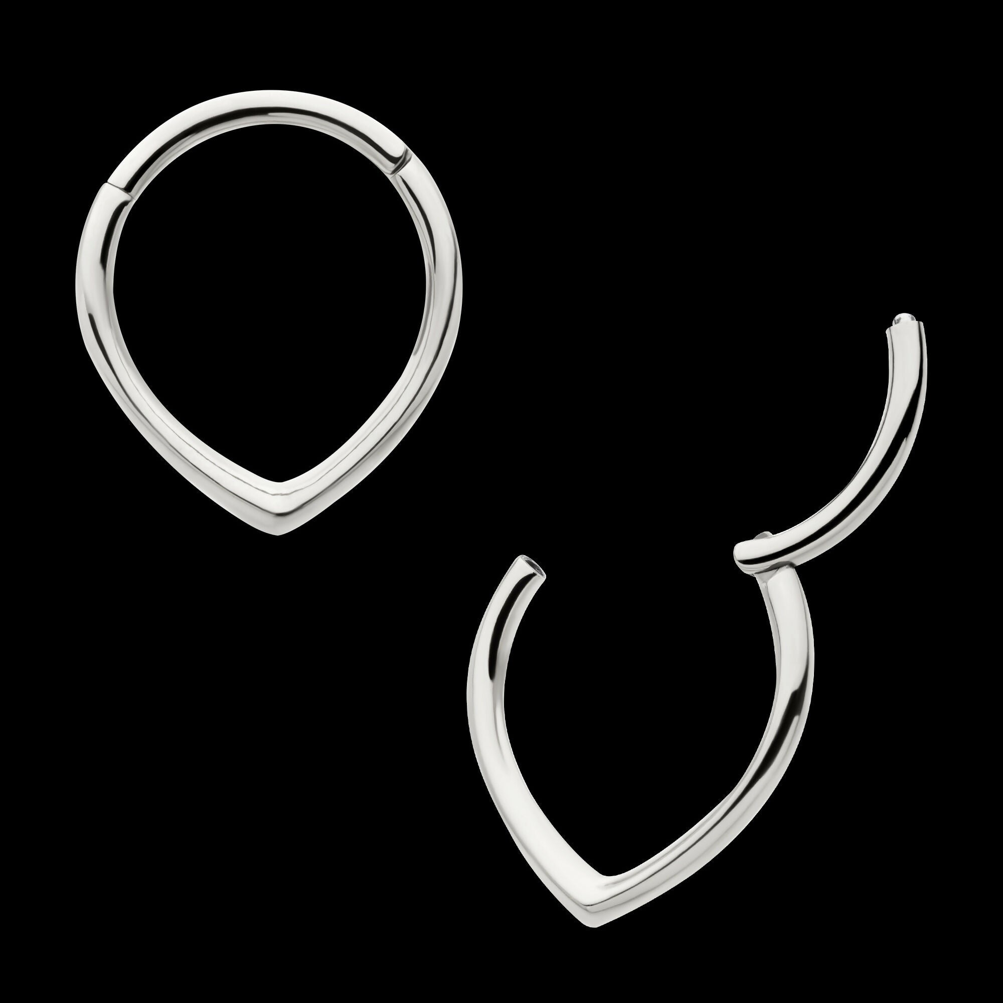 Teardrop Hinged Segment Clicker Hoop Earring / Nosering – Titanium