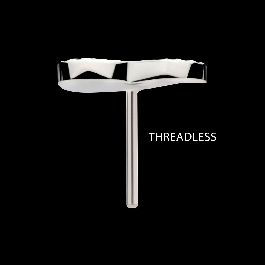 Titanium Threadless Corrugated Heart Top