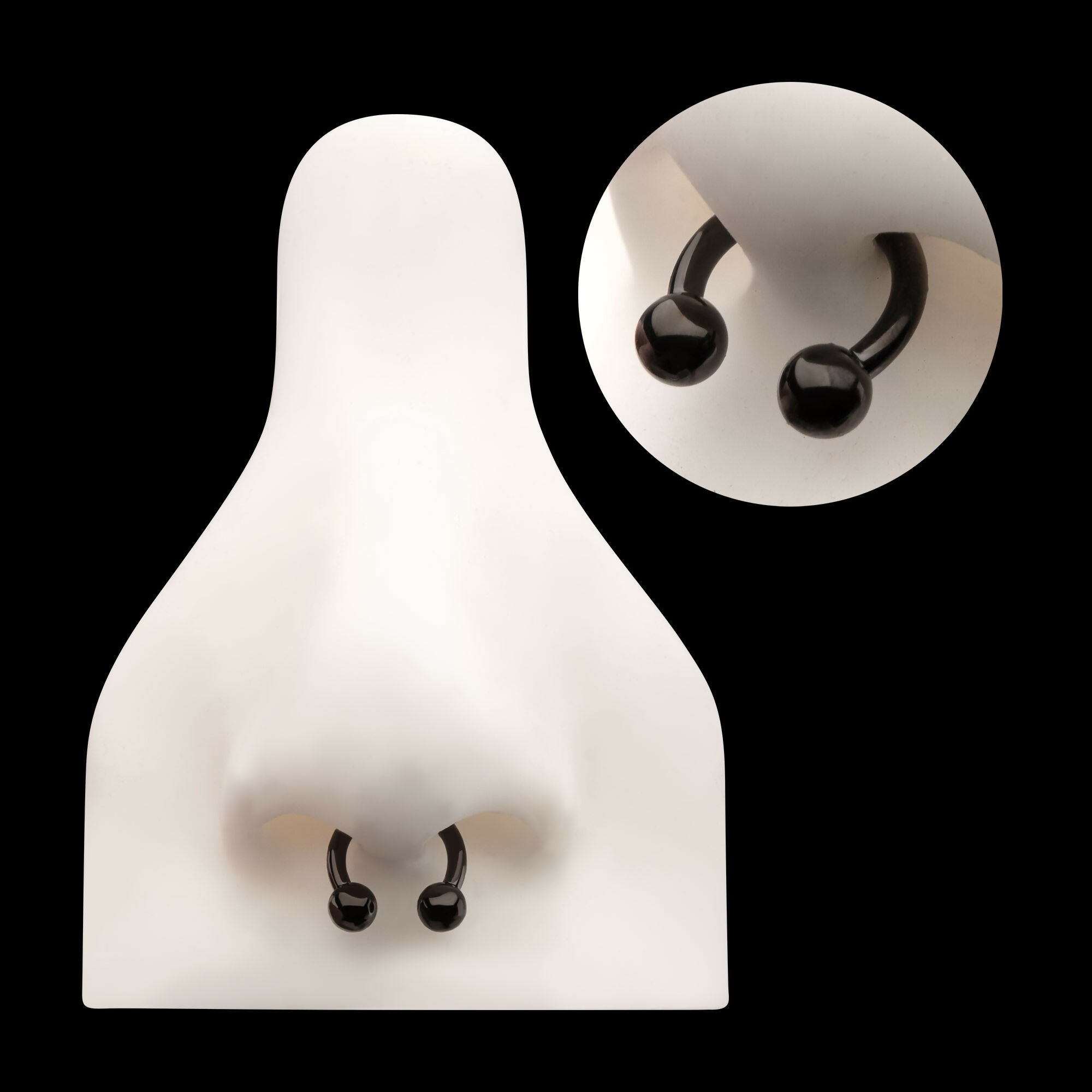 Black PVD Titanium Internally Threaded Circular Barbells Earring / Nosering