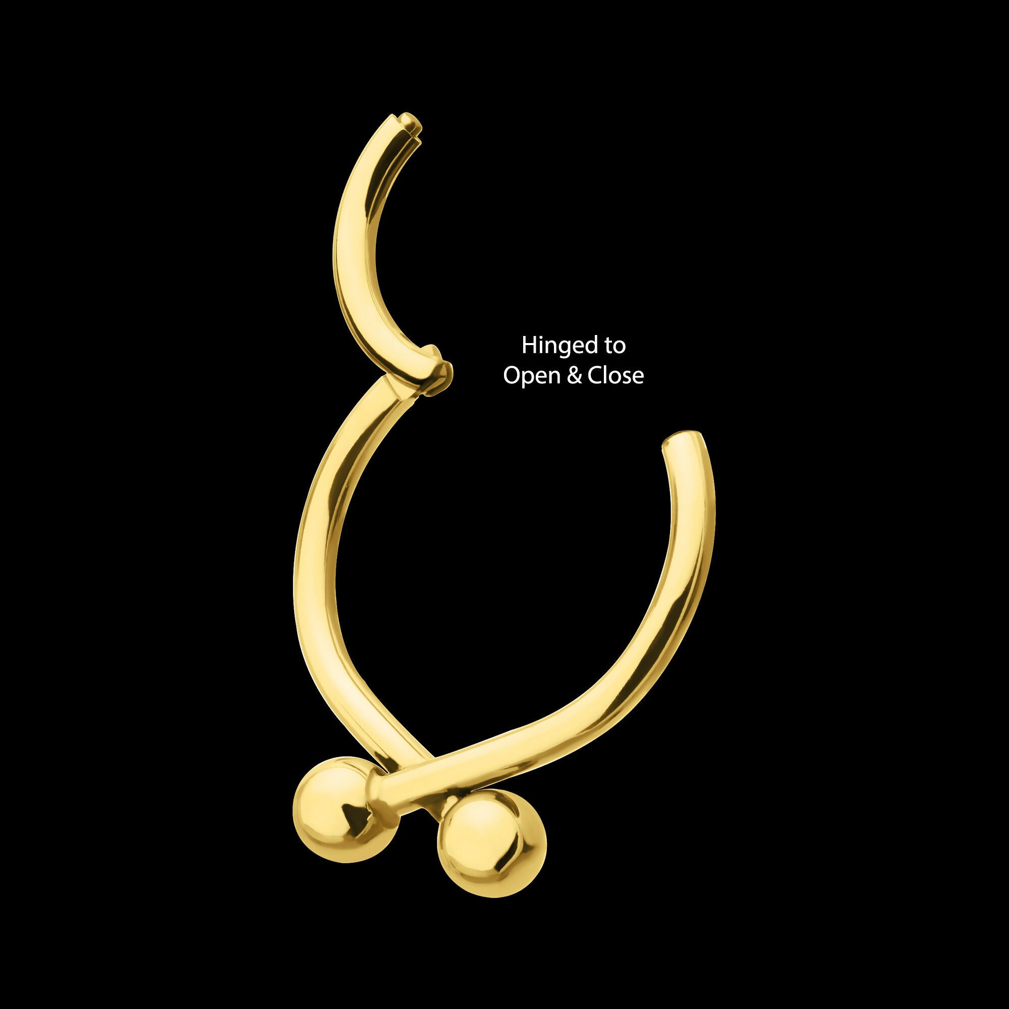 24Kt Gold PVD Titanium Twister Ball Hinged Segment Hoop Clicker Earring / Nosering