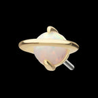 14kt Yellow Gold Threadless Planet Top with Prong Set White Opal