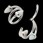 Double Ended Twist Side Facing Hinged Segment Clicker with Spike White Opal Hoop Earring / Nosering – Titanium