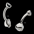 Internally Threaded with Prong Set Round AAA CZ Fixed Navel Earring / Nosering – Titanium