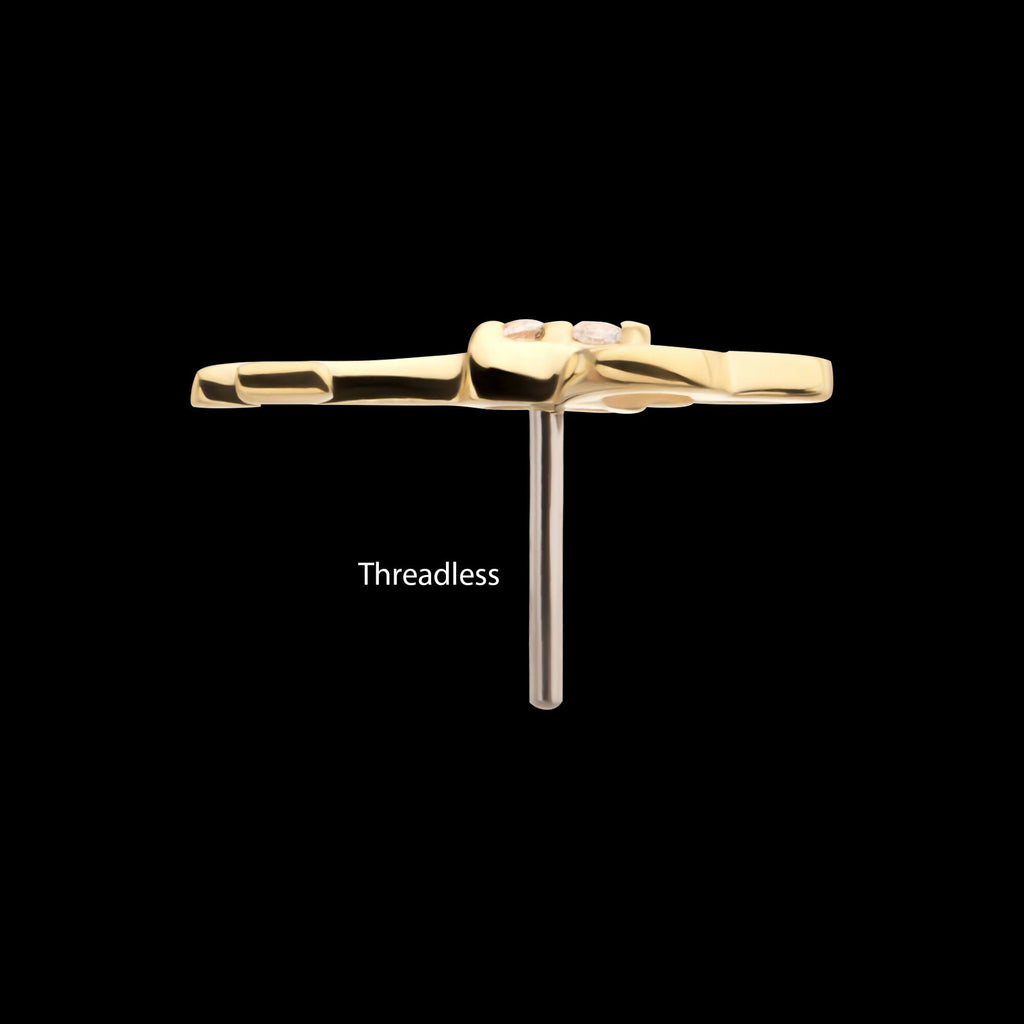 Threadless With Key Aircraft 14Kt Yellow Gold Key Top with CZ Gem - Unique Body Jewelry | Live By ...