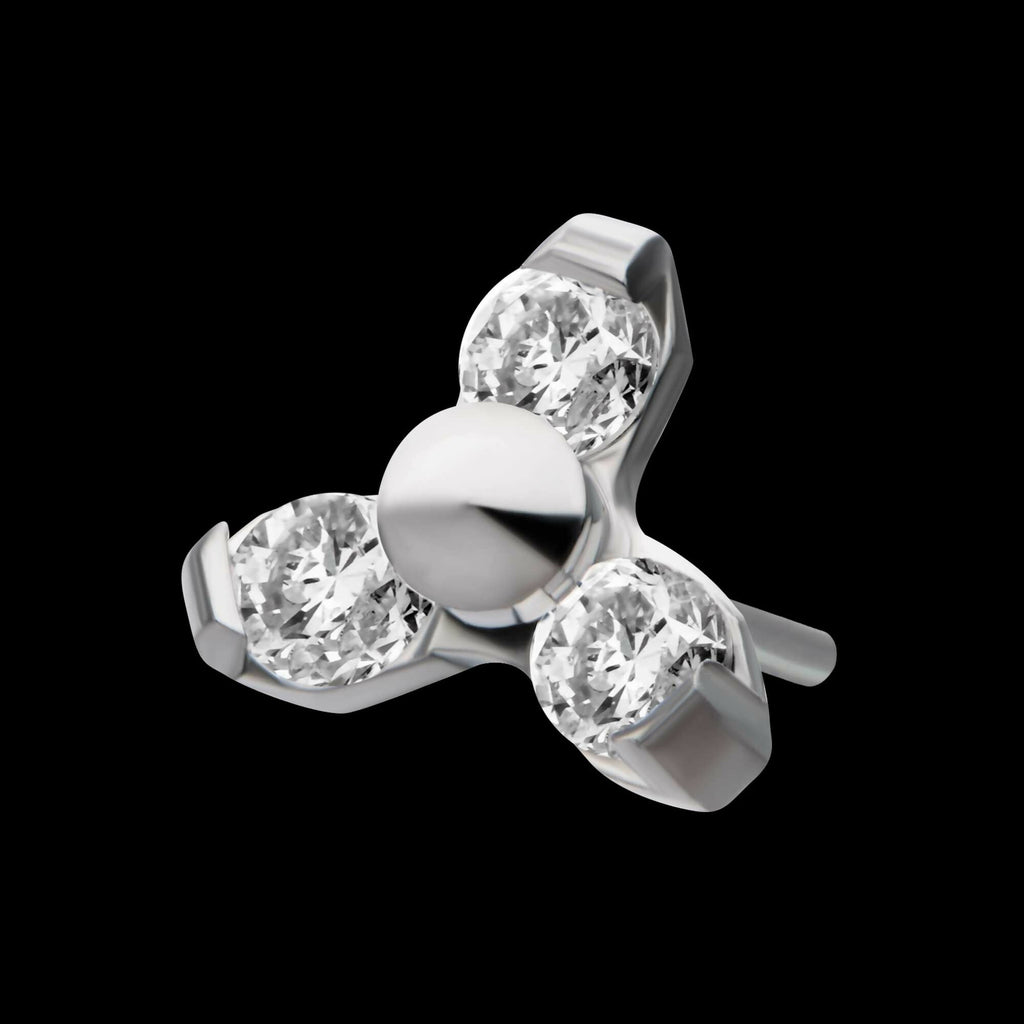 Titanium Threadless Pronged Round CZ Trinity Top