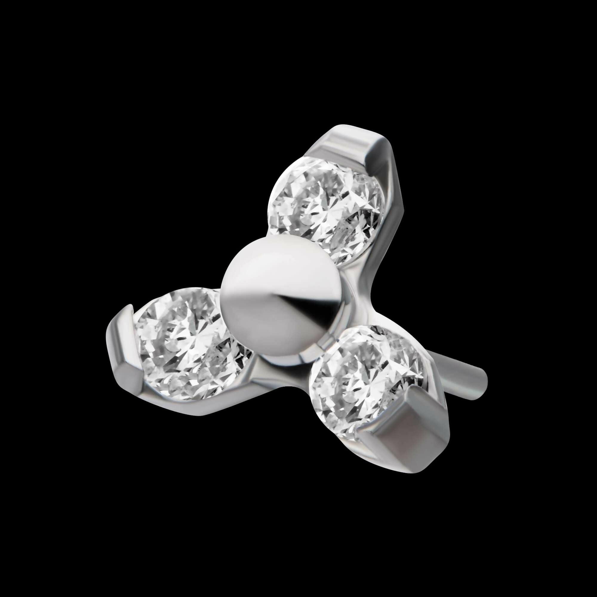 Titanium Threadless Pronged Round CZ Trinity Top
