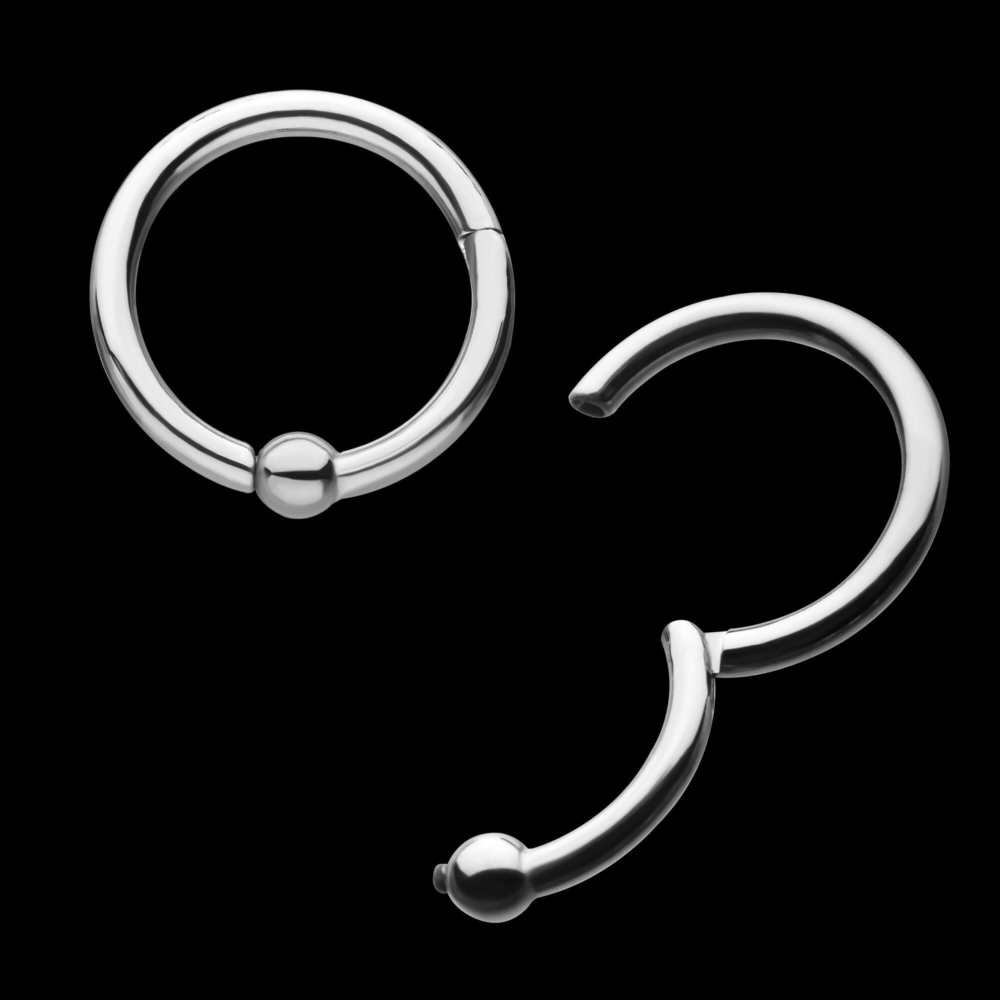 3mm Ball Hinged Segment Ring Earring / Nosering – Titanium