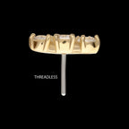 14Kt Gold Threadless Centered Gem Curved Cluster Top