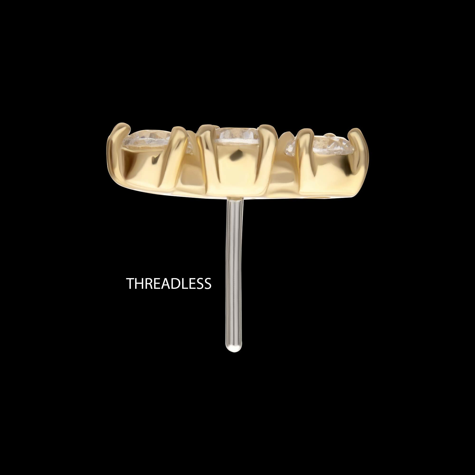 14Kt Gold Threadless Centered Gem Curved Cluster Top