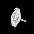 Titanium Threadless with 2-Prong Marquise CZ Top