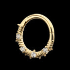 Barbed Wire Wrap with Prong Set Gem Front Facing Hinged Segment Clicker Hoop Earring / Nosering – 14Kt Yellow Gold
