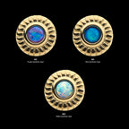 14Kt Yellow Gold Threadless with Bezel Set Synthetic Opal Fine Line Scalloped Edge Top