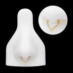 24Kt Gold PVD Titanium CNC Set Gem Front Facing Teardrop Shape Hinged Segment Clicker Hoop Earring / Nosering