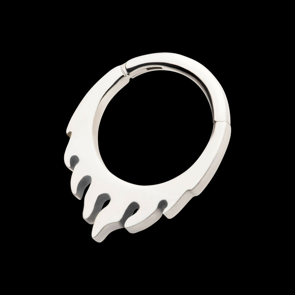 Flame Design Front Facing Hinged Segment Clicker Hoop Earring / Nosering – Titanium