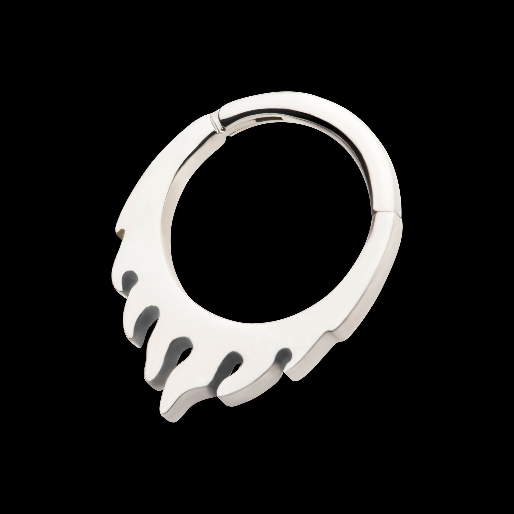 Flame Design Front Facing Hinged Segment Clicker Hoop Earring / Nosering – Titanium