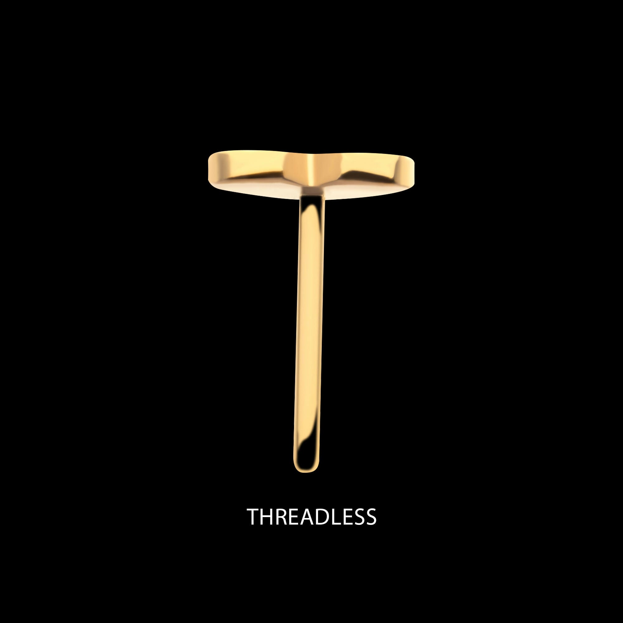 24KT Gold PVD Titanium Threadless with Heart Top