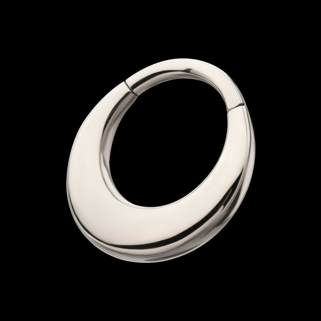 Sleek Dome Septum Front Facing Hinged Segment Clicker Hoop Earring / Nosering – Titanium