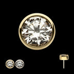 14Kt Gold Threadless Top with Bezel Set Round Lab-Grown