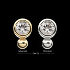 14Kt Gold Threadless 1.75mm Bezel Set Gem & Bead Top