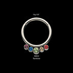 5 Cluster Petite Bezel Set Swarovski Crystal/Opal Front Facing Hinged Segment Clicker Hoop Earring / Nosering – Titanium