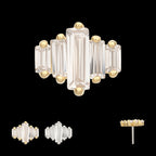 14Kt Gold Threadless 3D Geometric Baguette Gem Top