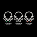 Pronged Round CZ Duo Snake Front Facing Hinged Segment Clicker Hoop Earring / Nosering – Titanium