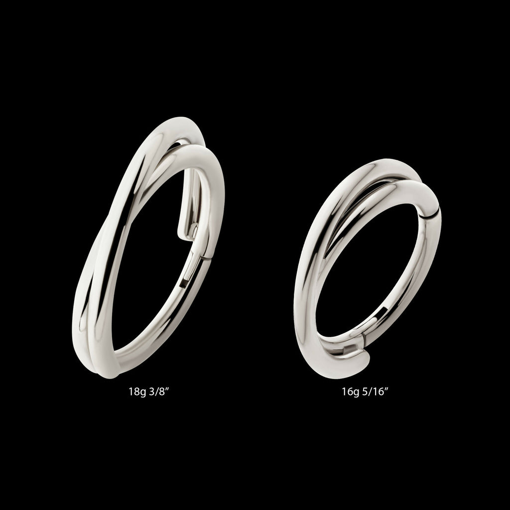Double Hoop Side Facing Hinged Segment Clicker Earring / Nosering – Titanium