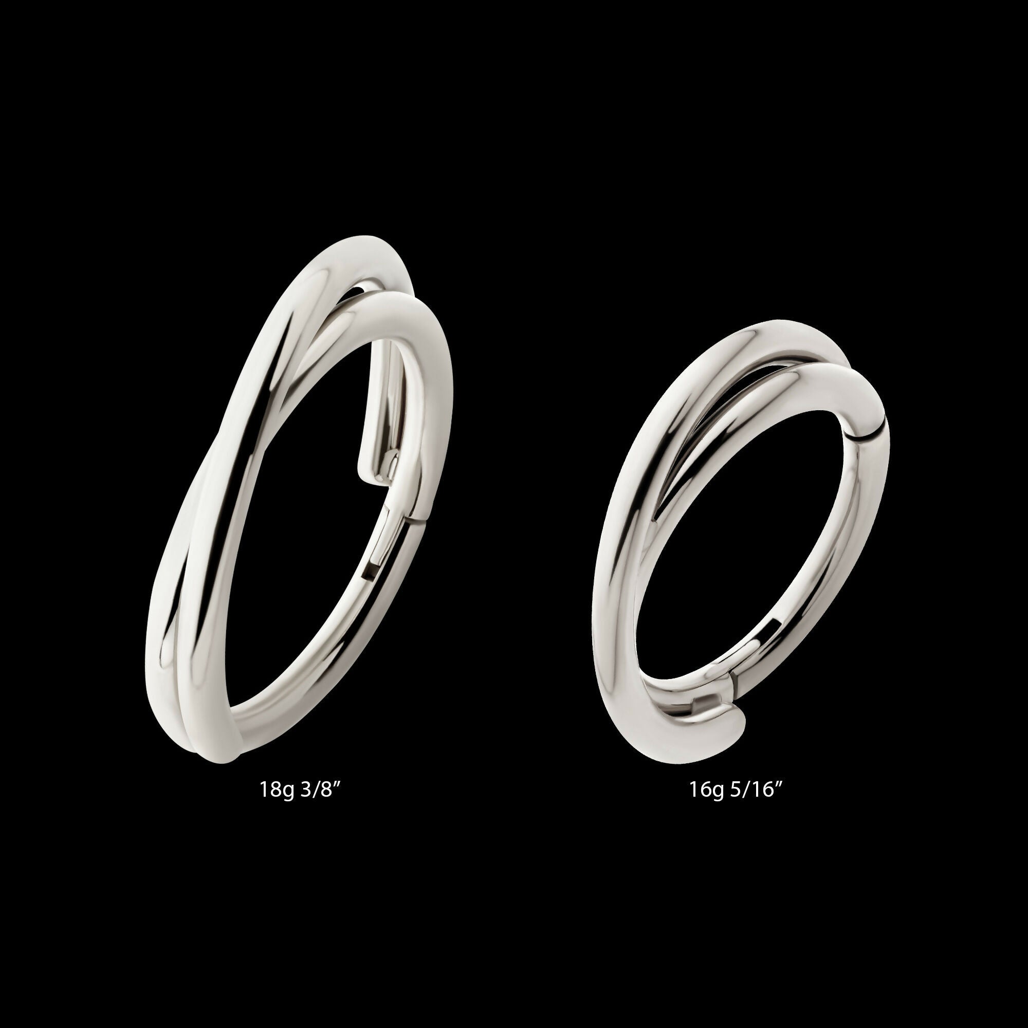 Double Hoop Side Facing Hinged Segment Clicker Earring / Nosering – Titanium