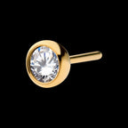 24KT Gold PVD Titanium Threadless Bezel Set Swarovski Crystal Front Facing Top