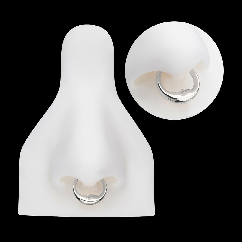 Crescent Moon Face Front Facing Hinged Segment Clicker Hoop Earring / Nosering – Titanium
