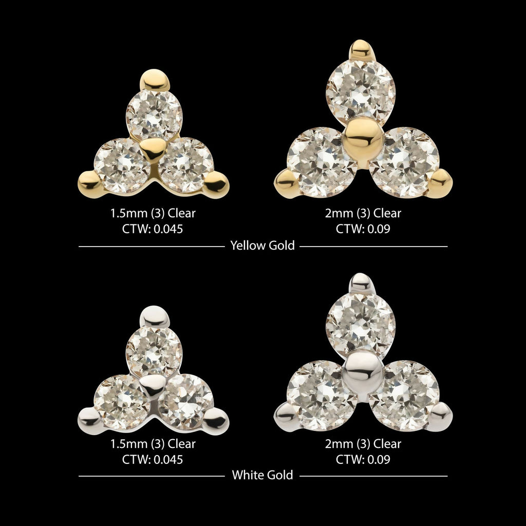 14Kt Gold Threadless Pronged Round Lab-Growns Trinity Top