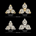 14Kt Gold Threadless Pronged Round Lab-Growns Trinity Top