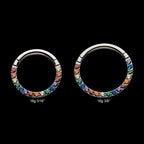 Titanium with Front Full Clear Eternity Gem Hinged Segment Clicker