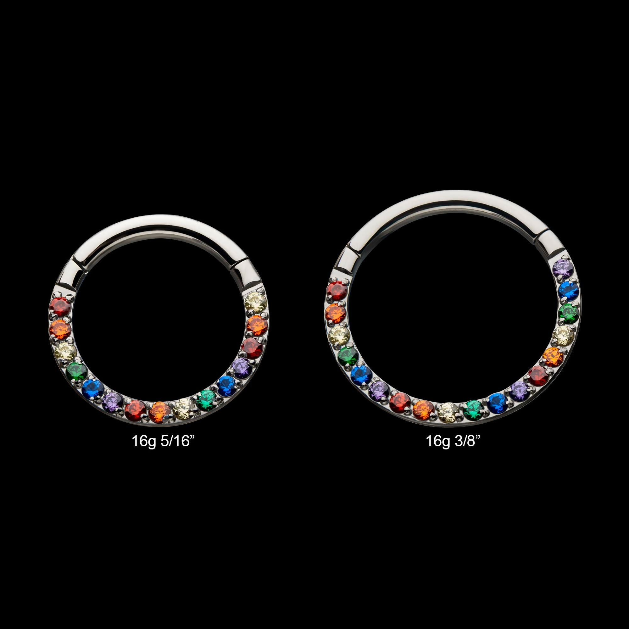 Titanium with Front Full Clear Eternity Gem Hinged Segment Clicker