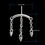 Titanium Threadless Hidden Helix Curved Bar Top with 3 Spiked Chain Dangle