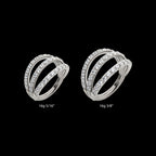 Triple Hoop with CNC Set 1mm Round Gem Side Facing Hinged Segment Clicker Earring / Nosering – Titanium