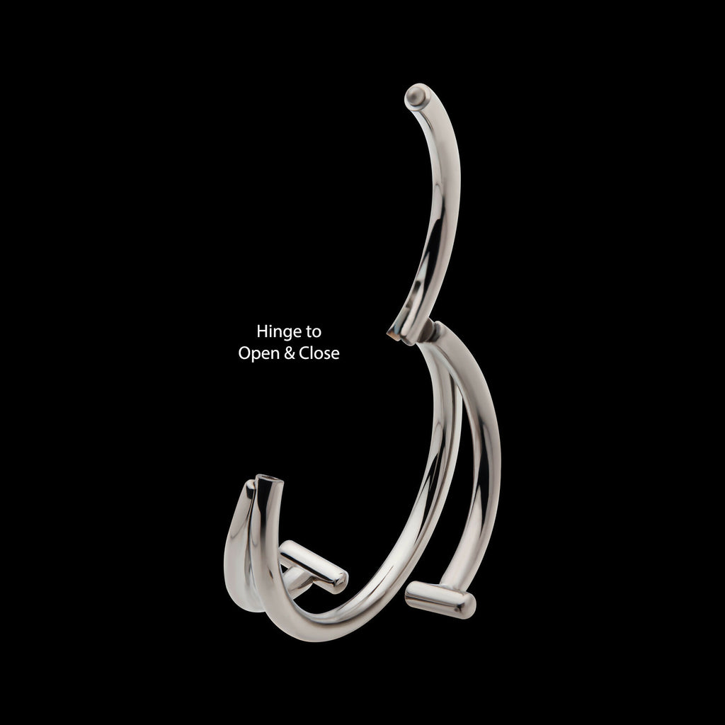 Double Ended Twist Side Facing Hinged Segment Clicker with T-Bar Hoop Earring / Nosering – Titanium