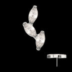 Titanium Threadless Vine Shape Top with 3-Tier Full Clear CZ Gem Marquise