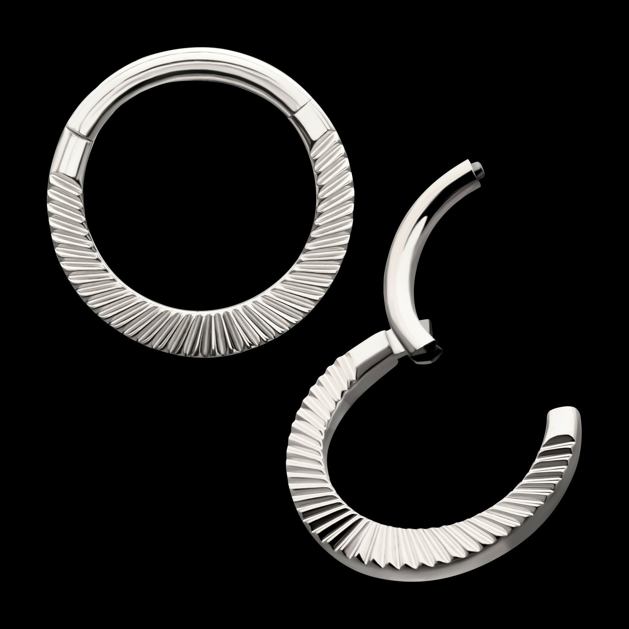 Radiant Hoop Front Facing Hinged Segment Clicker Earring / Nosering – Titanium