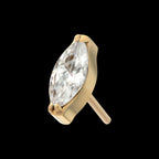 24Kt Gold PVD Titanium Threadless Double V-Prong Marquise CZ Gem Top