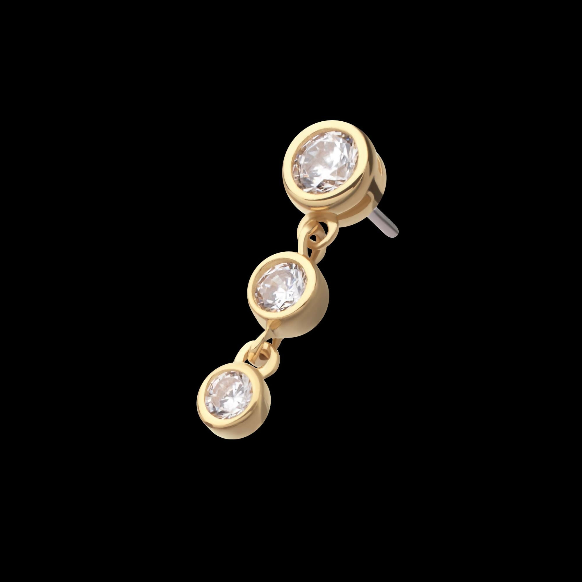 14Kt Yellow Gold Threadless Bezel Set Round Gem Top with Floating Double Gem