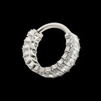 CNC Set Baguette CZ Side Facing Hinged Segment Clicker Hoop Earring / Nosering – Titanium