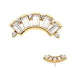 Round & Baguette CZ 5-Cluster Flatback Stud Earring / Nosering - CZ in 14Kt Yellow Gold