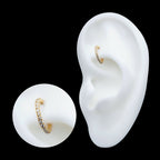 16g 24Kt Gold PVD Titanium Oval Shape with CNC Set Full Clear CZ Hinged Segment Clicker (for Rook Piercing) Hoop Earring / Nosering